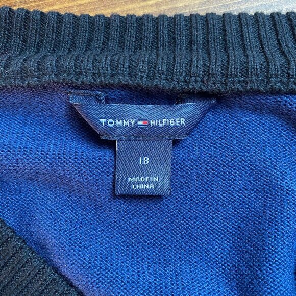 Tommy Hilfiger Girls blue black button up cardigan blue black size 18 - Picture 3 of 9